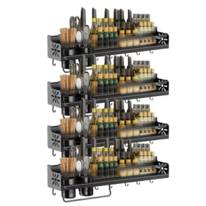 Spice Rack Wall Mounted Space-Saving Spice Organizer for Spice Jars Seasonings