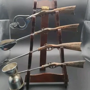 Gun Themed Bar Set - 4 Utensils Barware Drinking Tools Kitchen With Hanging Rack