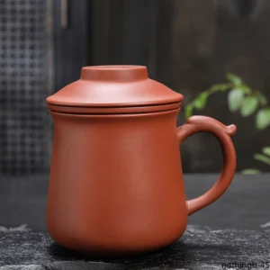 Purple Clay Teacup Set with Lid Filter, Portable Drinking Utensils