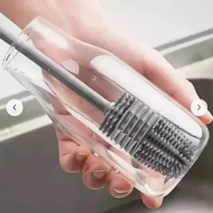 grey Silicone Bottle Brush Cup Scrubber Glass Cleaner Kitchen Cleaning Tool 1/2x